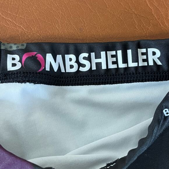 Bombsheller Multicolor Leggings 28" Inseam Purple Green Yoga Running Size Medium - Picture 8 of 13